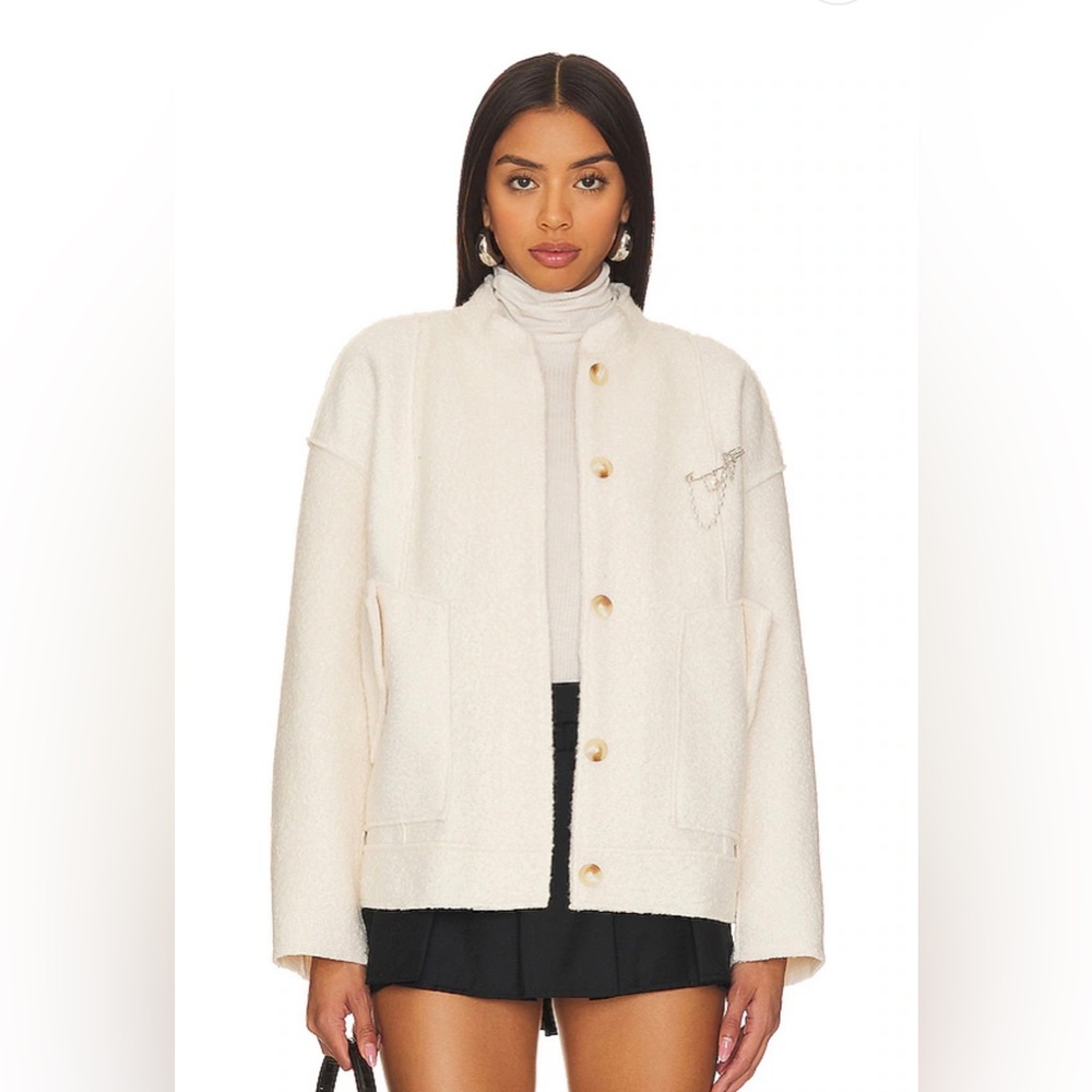 Free People Willow Embellished Bomber Jacket in Ivory Brand New Size XS oversize